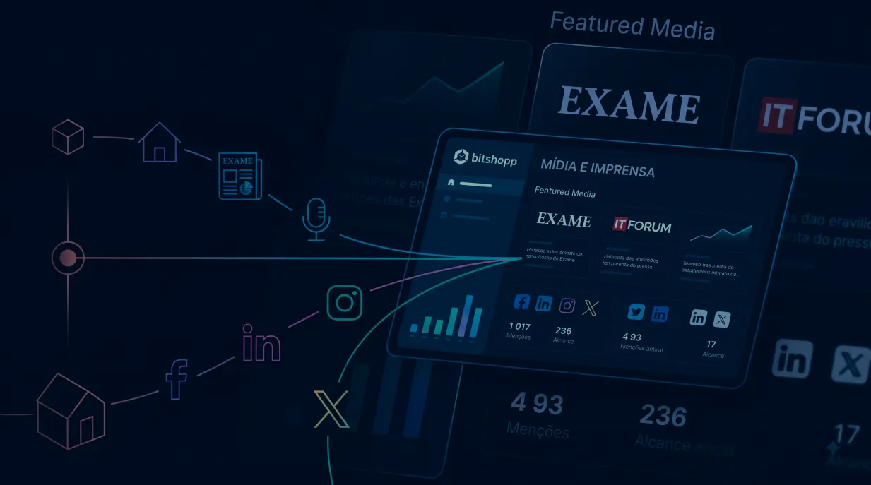 Publicações sobre a Bitshopp na imprensa e nas redes sociais